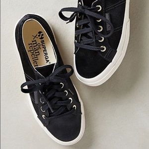 Superga black velvet sneakers